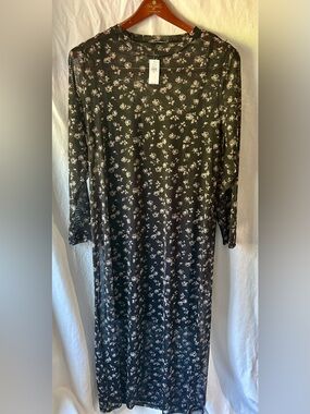 GAP XL Sheer Mesh Ditsy Floral Midi Dress with Slip - NWT 90s Grunge Plus Size